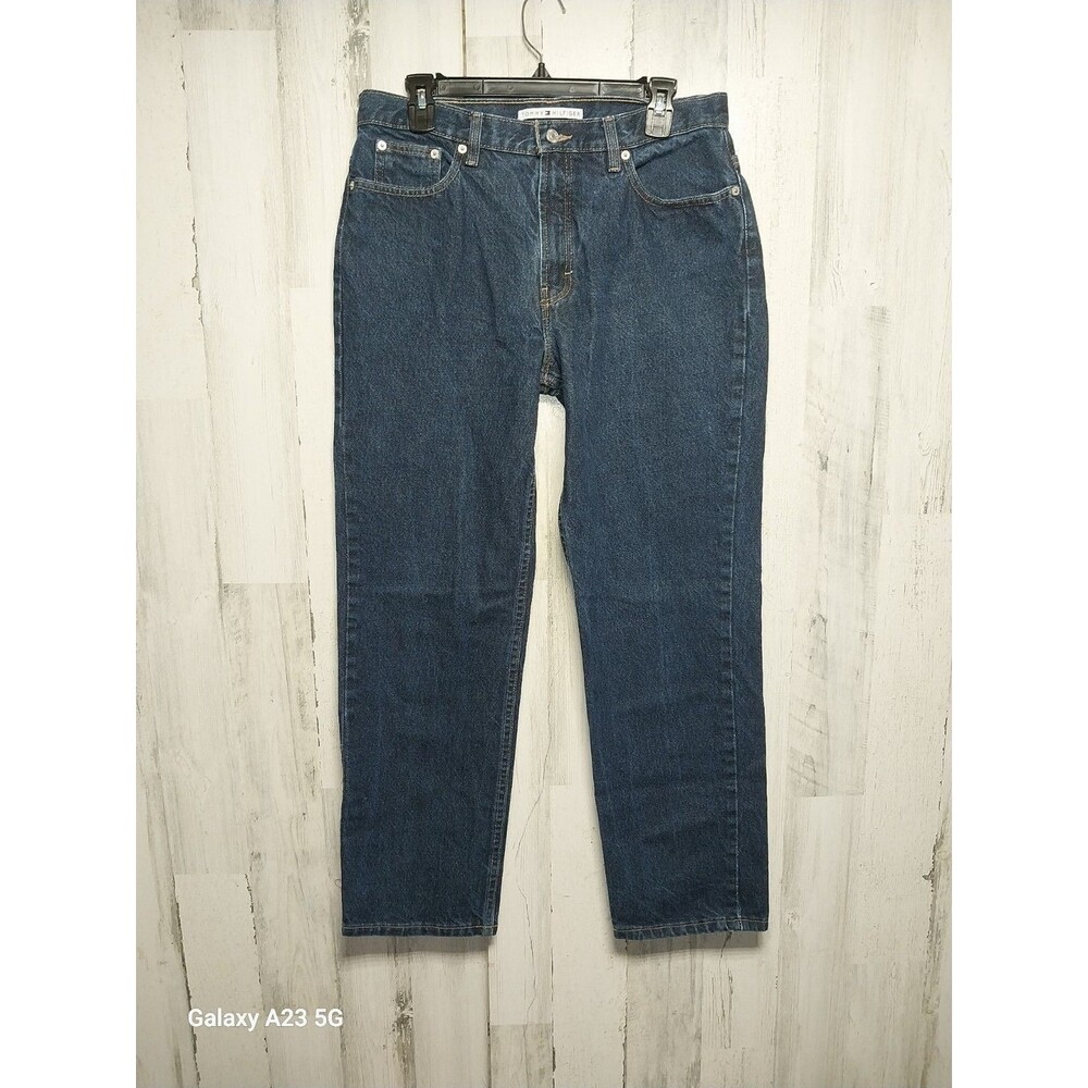 Vintage Tommy Hilfiger Women's Jeans Size 12 Blue Denim Triple T Pants Mom Y2K